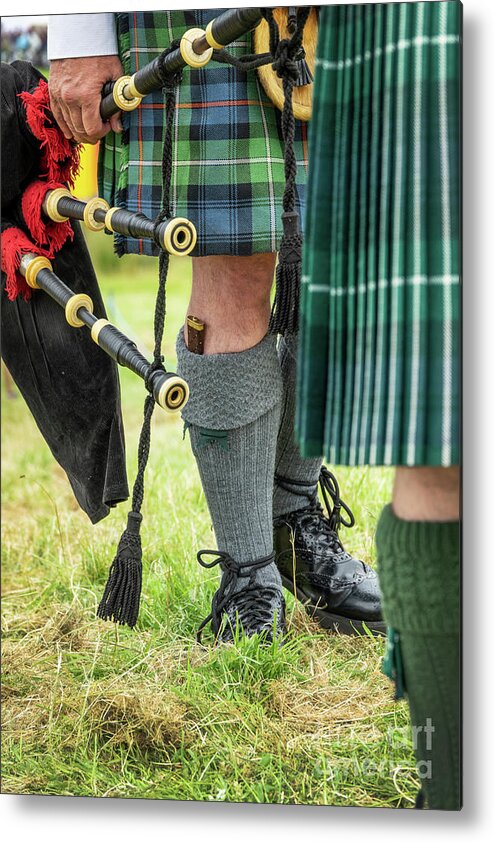 Bagpiper Metal Print featuring the photograph Scottish bagpipers by Delphimages Photo Creations