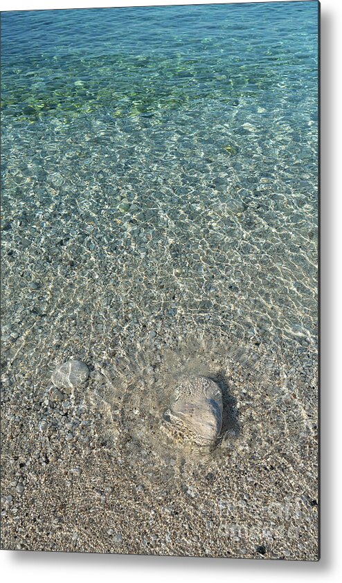 Mediterranean Metal Print featuring the photograph Sea water, gentle waves and sunlight by Adriana Mueller