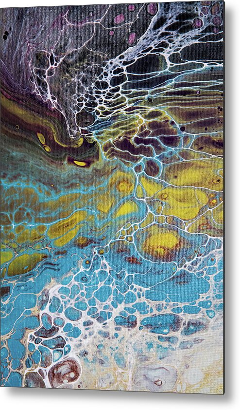 Abstract Metal Print featuring the painting Seafoam Abstract by Jani Freimann