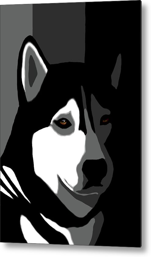 Dog Metal Print featuring the mixed media Siberian Husky Dog 162 by Lucie Dumas