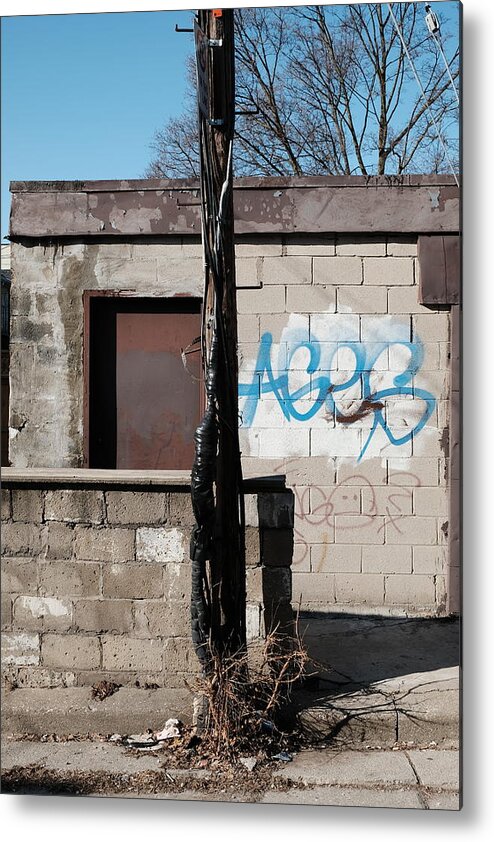Urban Metal Print featuring the photograph Small Shack, Short Wall And A Pole by Kreddible Trout