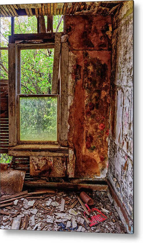 Groff Metal Print featuring the photograph Some Cleaning Required #2 of 2- abandoned farm homestead in Benson County ND by Peter Herman