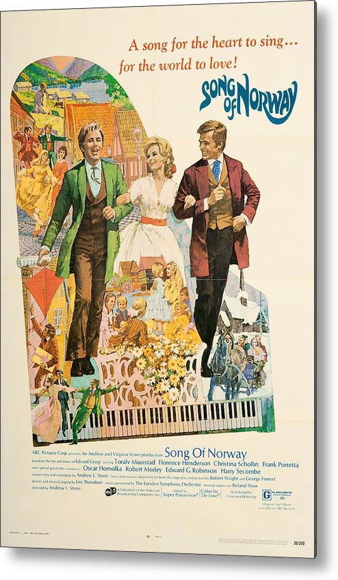 Synopsis Metal Print featuring the mixed media ''Song of Norway'', 1970, art by Howard Terpning by Movie World Posters