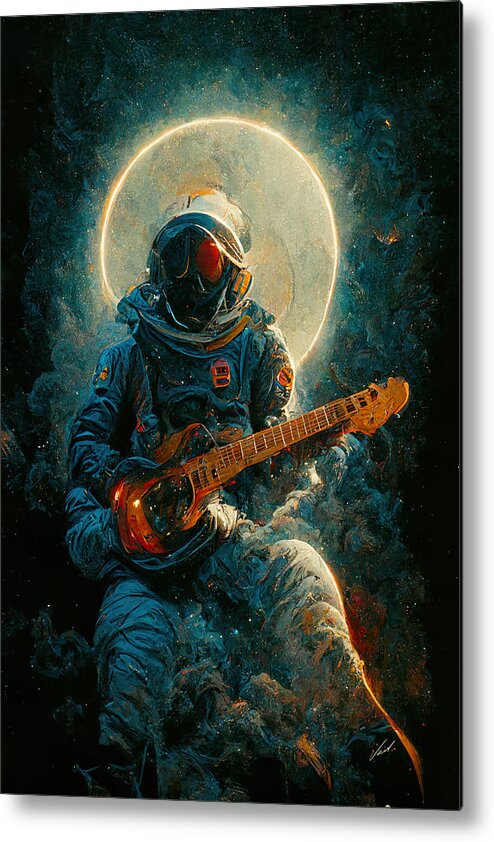 Spaceman Metal Print featuring the painting Spaceman player II - oryginal artwork by Vart. by Vart