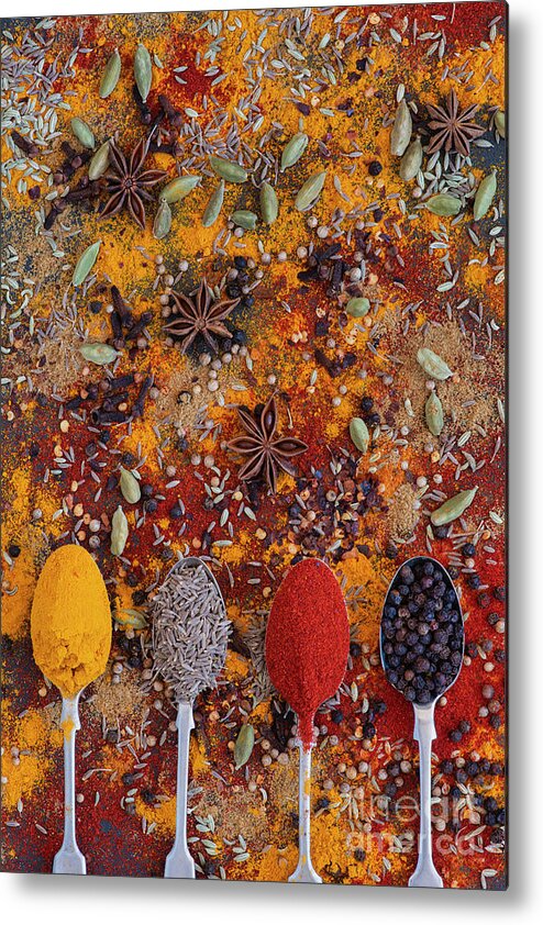 Indian Metal Print featuring the photograph Spices and Spoons by Tim Gainey