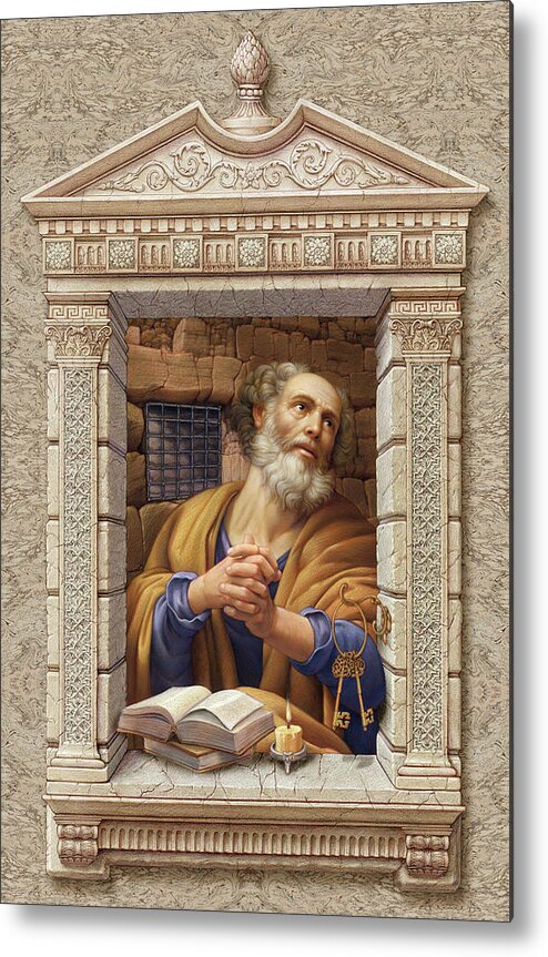 Christian Art Metal Print featuring the painting St. Peter by Kurt Wenner