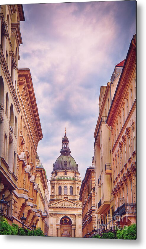 Basilica Metal Print featuring the photograph St. Stephen Basilica in Budapest on a beautiful day by Mendelex Photography