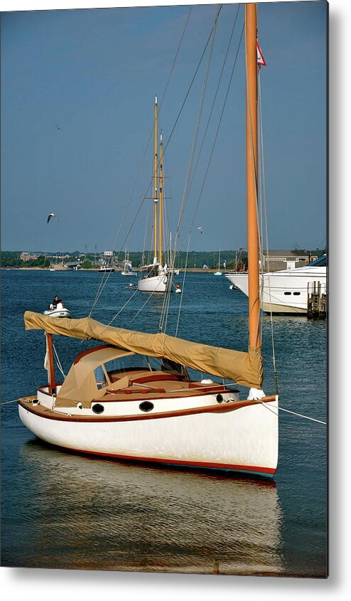 Sailboat Metal Print featuring the photograph Still Sailboat by Sue Morris
