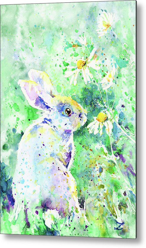 Rabbit Metal Print featuring the painting Summer Smells by Zaira Dzhaubaeva