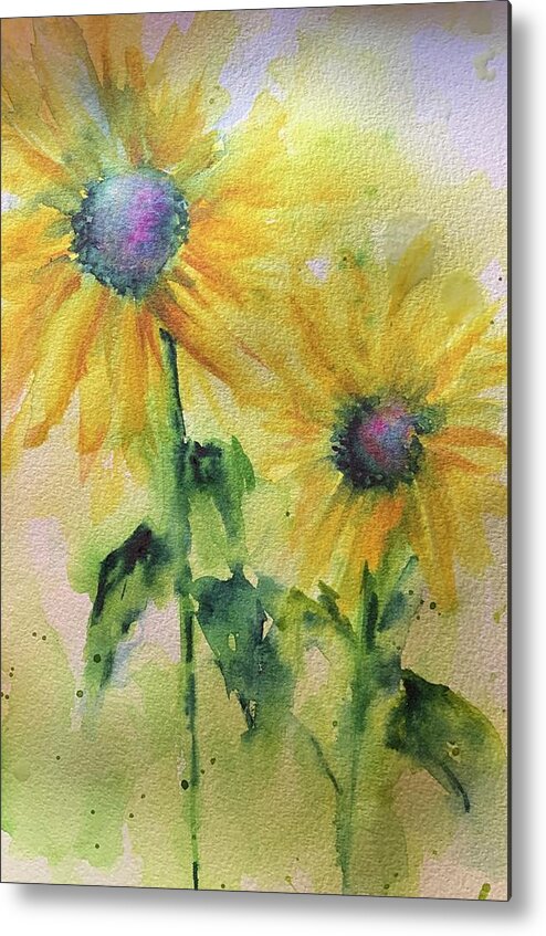Sunflower Metal Print featuring the painting Summer Sunflowers by Christine Marie Rose