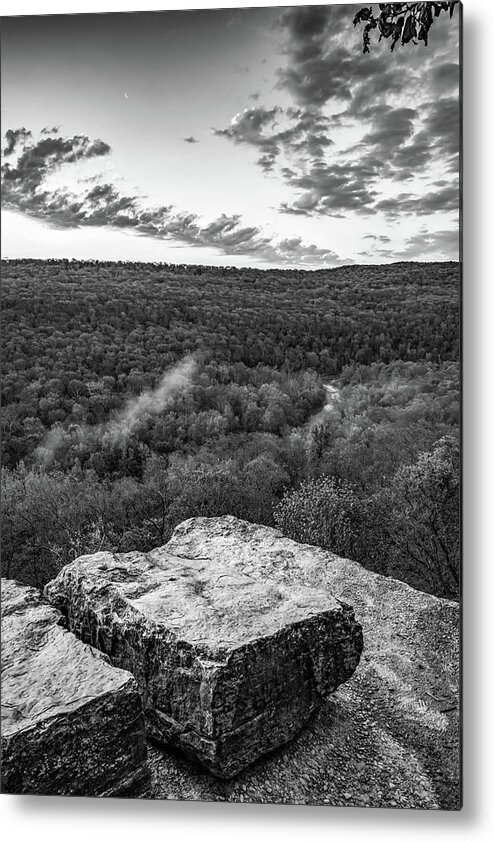 America Metal Print featuring the photograph Sunrise At The Edge Of The Yellow Rock Trail - Black and White by Gregory Ballos
