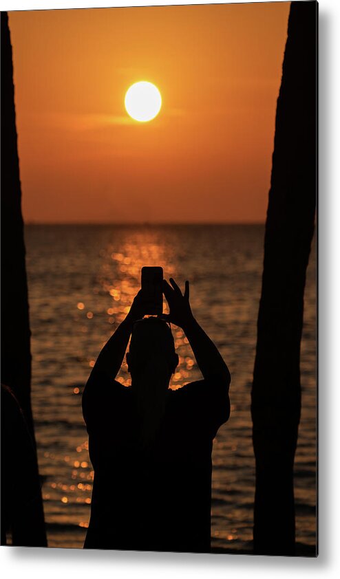 Florida Metal Print featuring the photograph Orange Sunrise over water by Marian Tagliarino