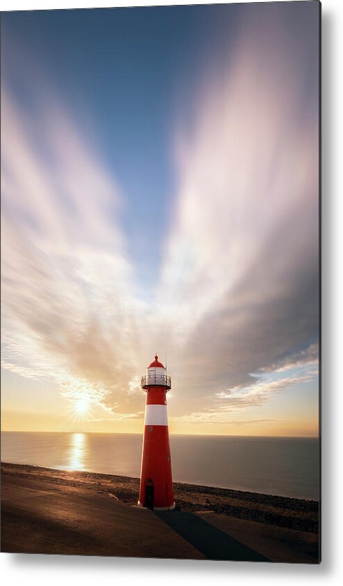  Metal Print featuring the photograph Sunset at the lighthouse by Patrick Van Os