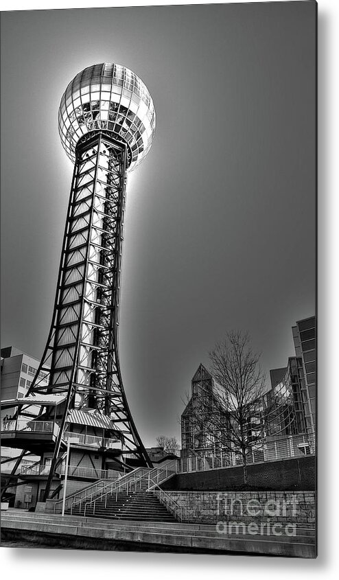 Black And White Metal Print featuring the photograph Sunsphere by Randall Dill