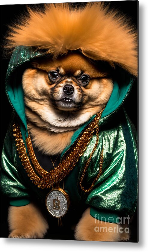 'sup Dawgg Pomeranian Metal Print featuring the mixed media 'Sup Dawgg Pomeranian by Jay Schankman