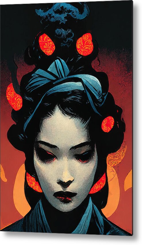 Geisha Metal Print featuring the painting The Ancient Spirit of the Geisha, 03 by AM FineArtPrints