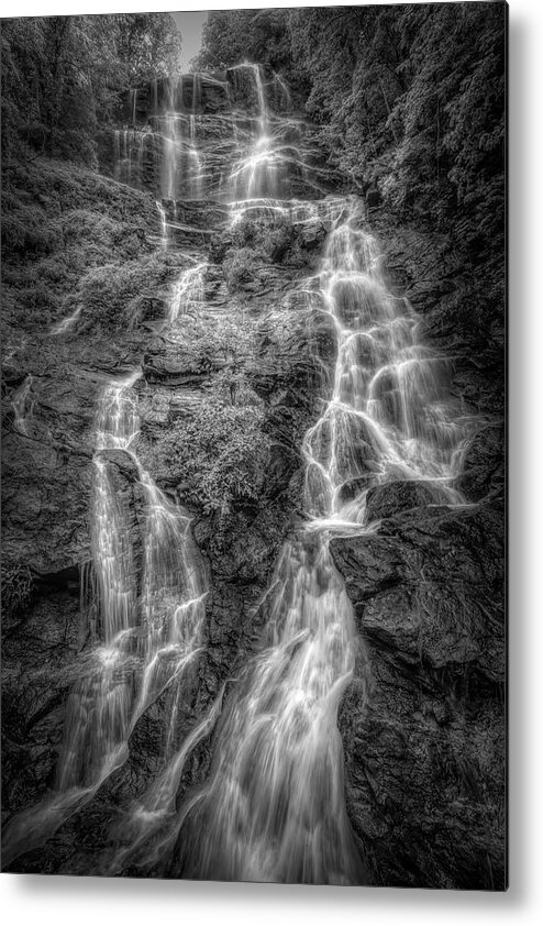 Carolina Metal Print featuring the photograph The Beauty of Amicalola Falls Black and White by Debra and Dave Vanderlaan