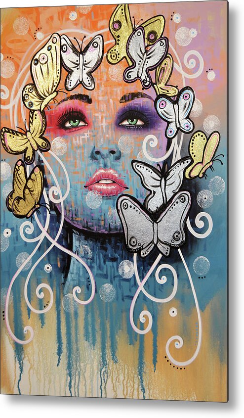 Portrait Metal Print featuring the painting The Butterfly Effect by Amy Giacomelli