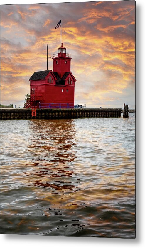 Lighthouse Metal Print featuring the photograph The Holland Harbor Lighthouse by Debra and Dave Vanderlaan