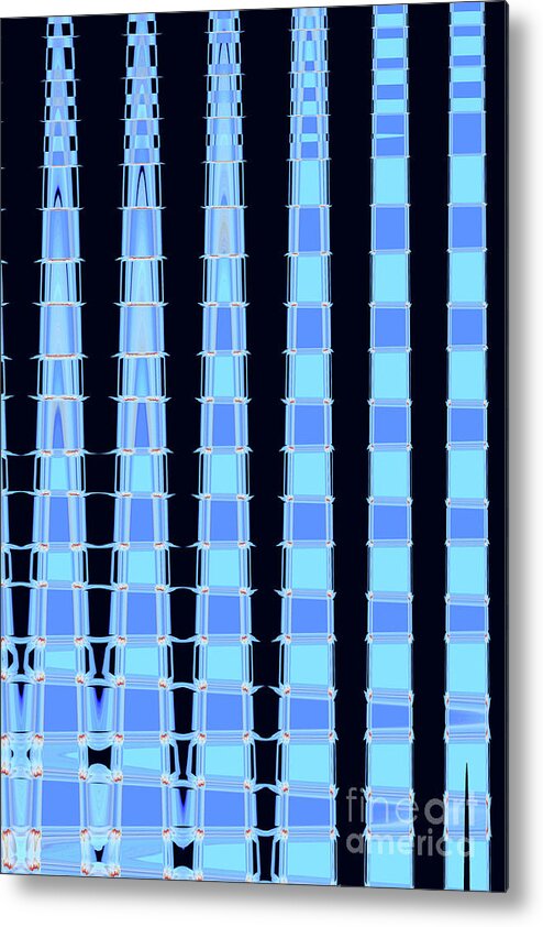 Lily; Blue; Black; Flower; Cubes; Squares; Cube; Square; Abstract; Graphic; Vertical; Digital; Photo Manipulation Metal Print featuring the digital art The Lily Pond by Tina Uihlein