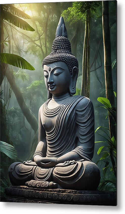 Jungle Metal Print featuring the digital art The Lost Temple by Manjik Pictures
