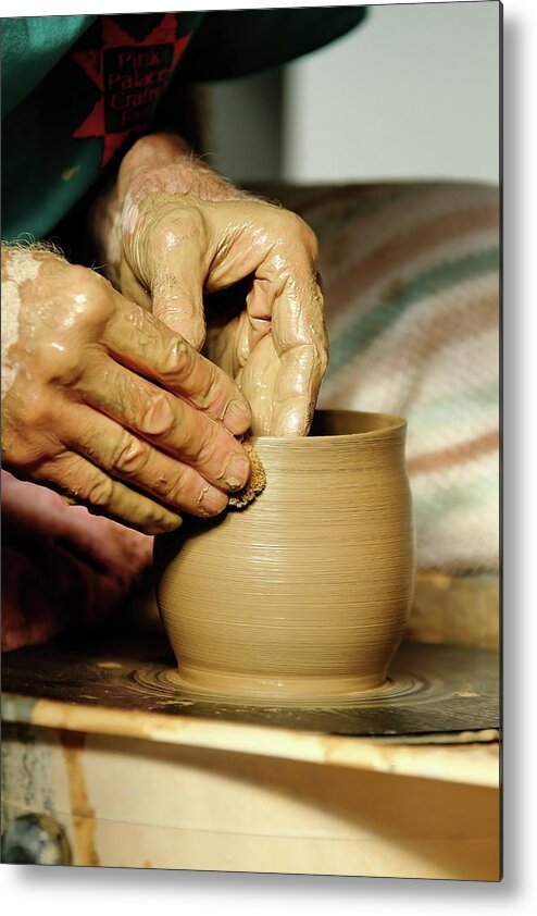 Ceramic Metal Print featuring the photograph The Potter's Hands by Lens Art Photography By Larry Trager