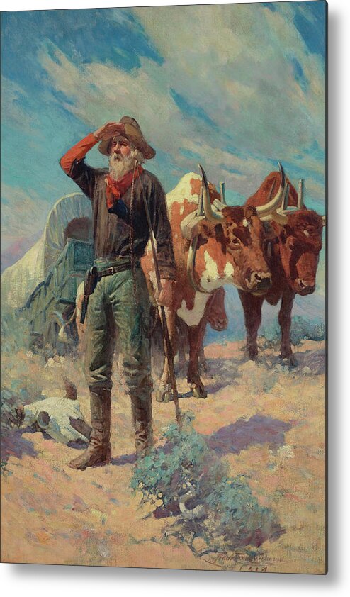 Western Metal Print featuring the painting The Prospector by Frank Tenney Johnson