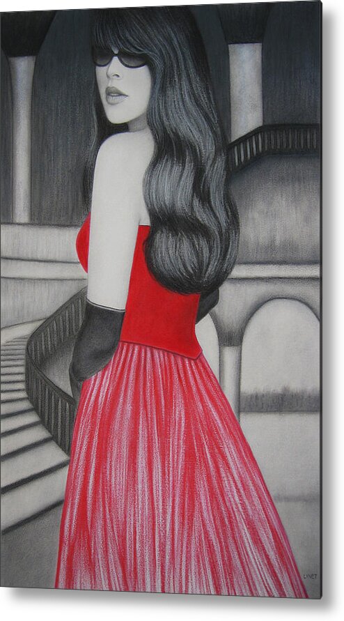 Red Dress Metal Print featuring the painting The Red Dress by Lynet McDonald