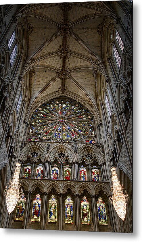 Westminsterabbey Metal Print featuring the photograph The Rose window in Westminster Abbey by Raymond Hill