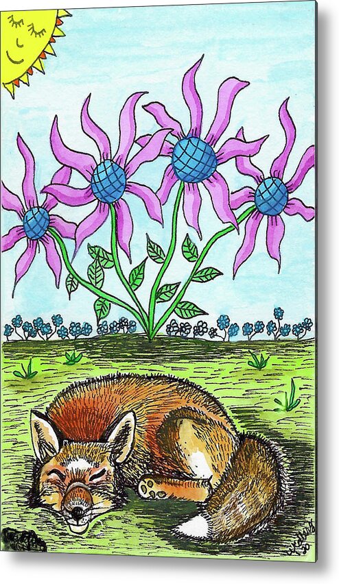 Fox Metal Print featuring the painting The Sleeping Fox by Christina Wedberg