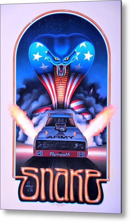 Nhra Funny Car Don Prudhomme Metal Print featuring the painting The Snake by Kenny Youngblood