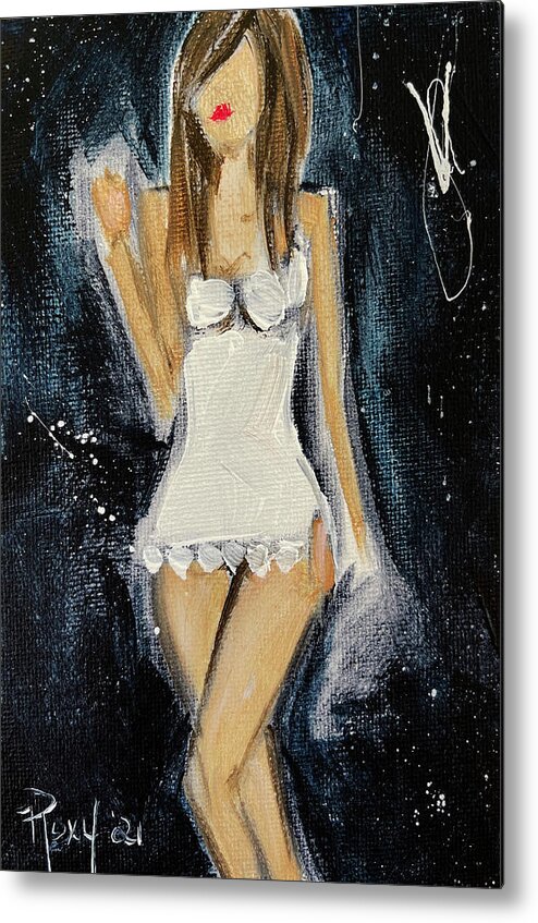 Chemise Metal Print featuring the painting The White Chemise by Roxy Rich