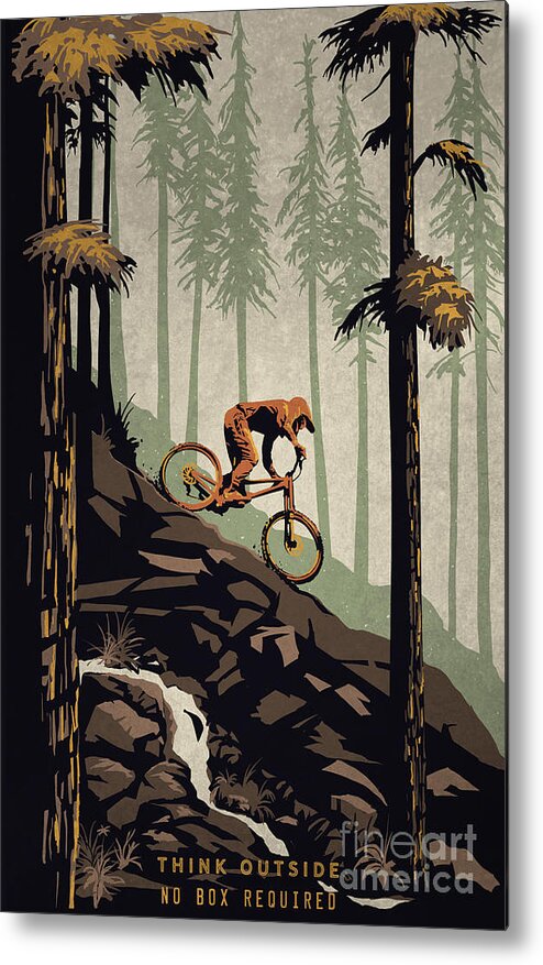 Mountain Bike Metal Print featuring the painting Think Outside No Box Required by Sassan Filsoof