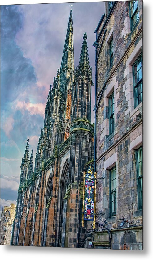City Of Edinburgh Scotland Metal Print featuring the digital art Tolbooth Kirk Church, Edinburgh by SnapHappy Photos