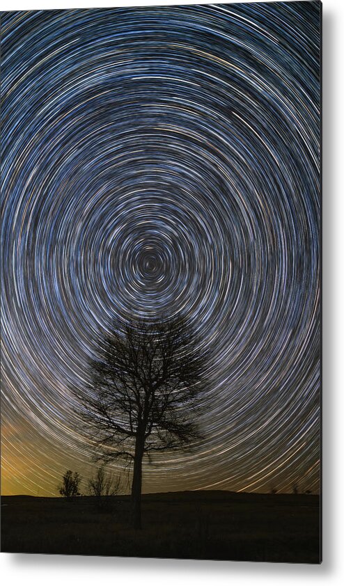 Star Trails Metal Print featuring the photograph Tree Topper by Chuck Rasco Photography