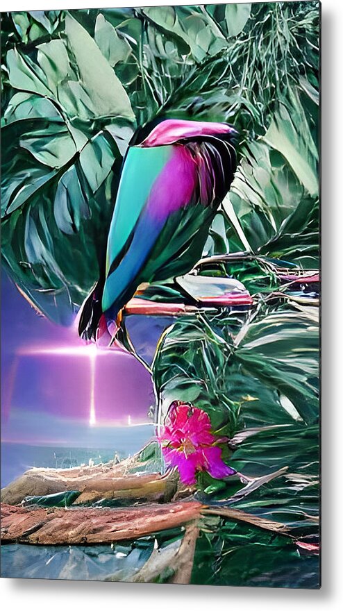 Colorful Metal Print featuring the digital art Tropical Paradise by Lisa Pearlman