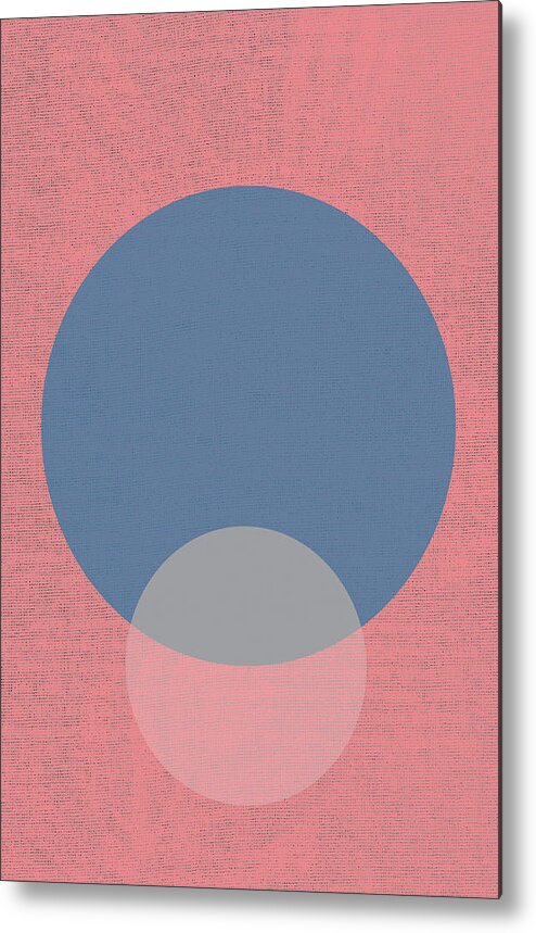 Minimal Metal Print featuring the photograph Two Circles Pink Abstract by Eena Bo