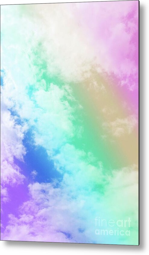 Color Metal Print featuring the mixed media Unicorn Rainbow Clouds #1 #decor #art by Anitas and Bellas Art