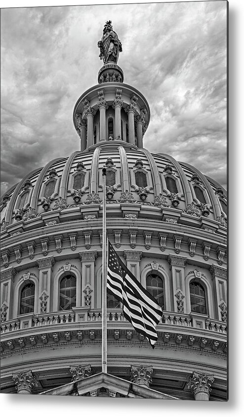 Us Capitol Building Metal Print featuring the photograph US Capitol Dome II BW by Susan Candelario