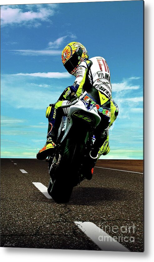 Valentino Rossi, looking back, motorcycle road racer Metal Print by Thomas  Pollart - Fine Art America