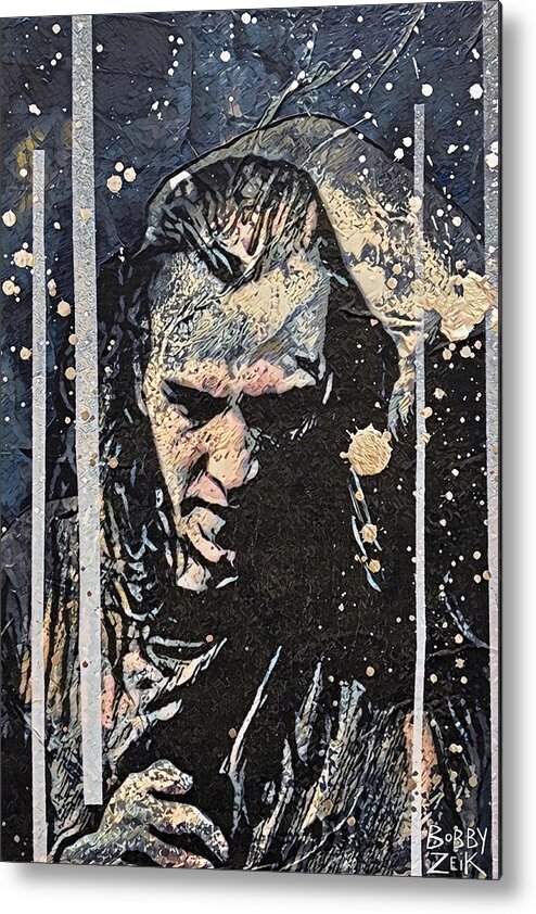 Kurt Cobain Metal Print featuring the painting Vedder - Black by Bobby Zeik