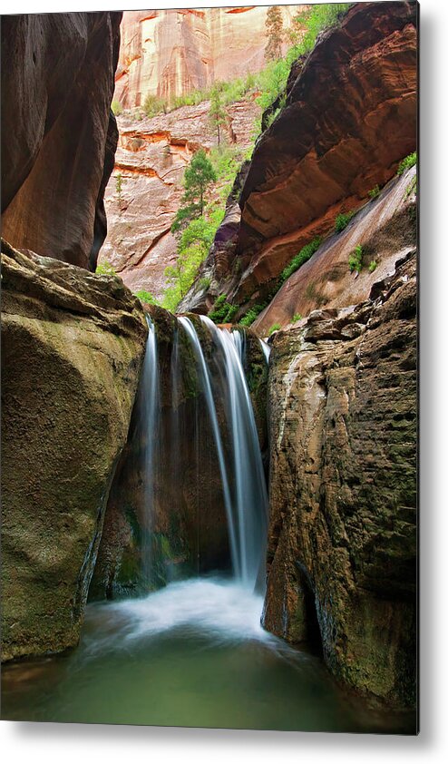 Veiled Falls Narrows Metal Print featuring the photograph Veiled Falls by Wesley Aston