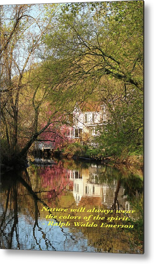 2019 Spring Tappan & Piermont Metal Print featuring the photograph View across the pond Inspirational by Laurie Lago Rispoli