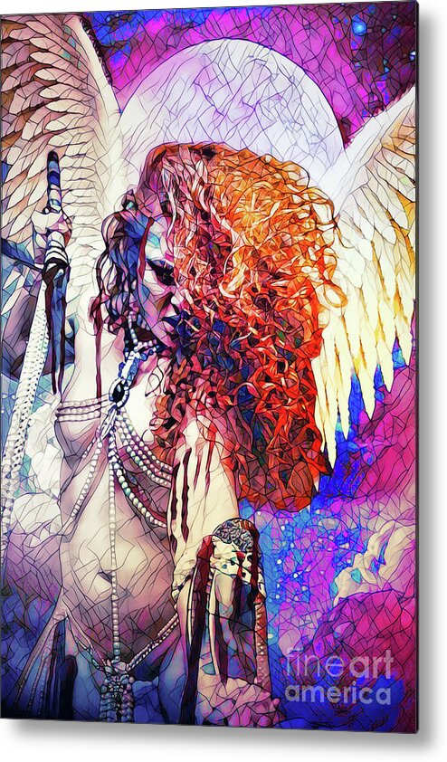 Dark Metal Print featuring the digital art War Angel Stained Glass by Recreating Creation