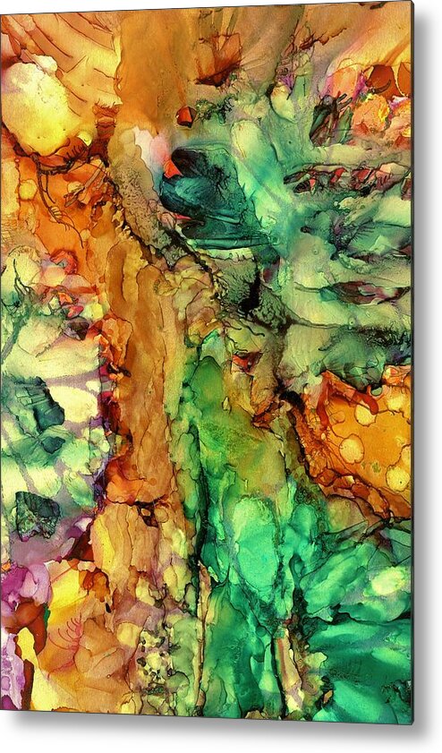 Flower Metal Print featuring the painting We used to be a garden by Angela Marinari