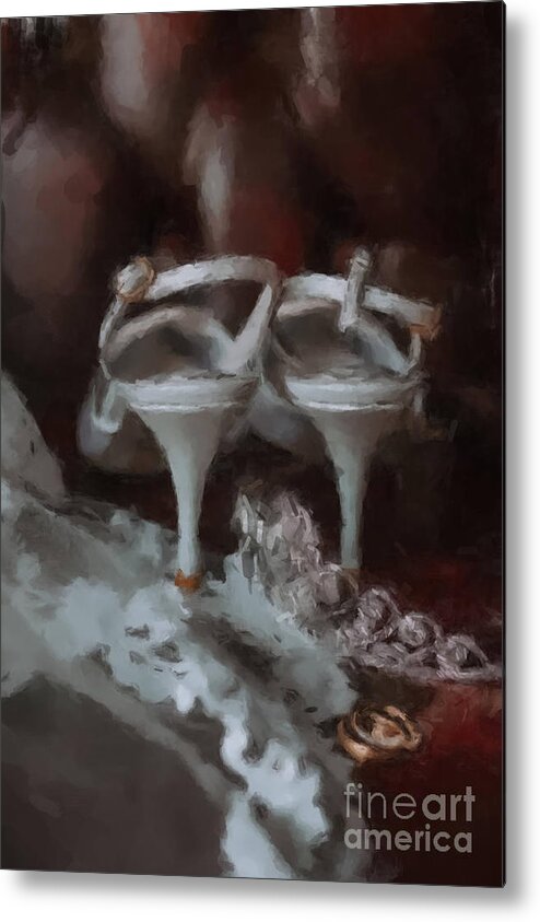 Wedding Heels Metal Print featuring the painting Wedding Heels GNA by Gary Arnold