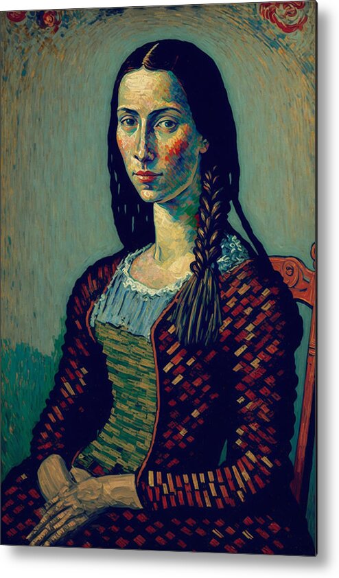 Mona Lisa Metal Print featuring the painting What if Vincent van Gogh had painted Mona Lisa? by Kai Saarto