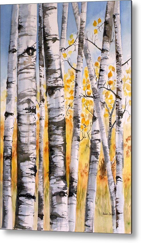 White Birches Metal Print featuring the painting White Birch Meadow by Anna Jacke