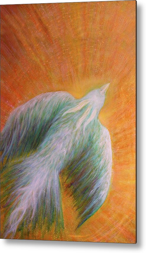 Bird Metal Print featuring the painting White Spirit Bird by Irene Vincent