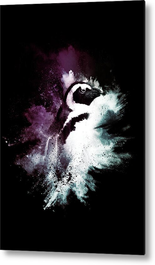 Fine Art Metal Print featuring the mixed media Wild Explosion Collection - The Pinguin by Philippe HUGONNARD